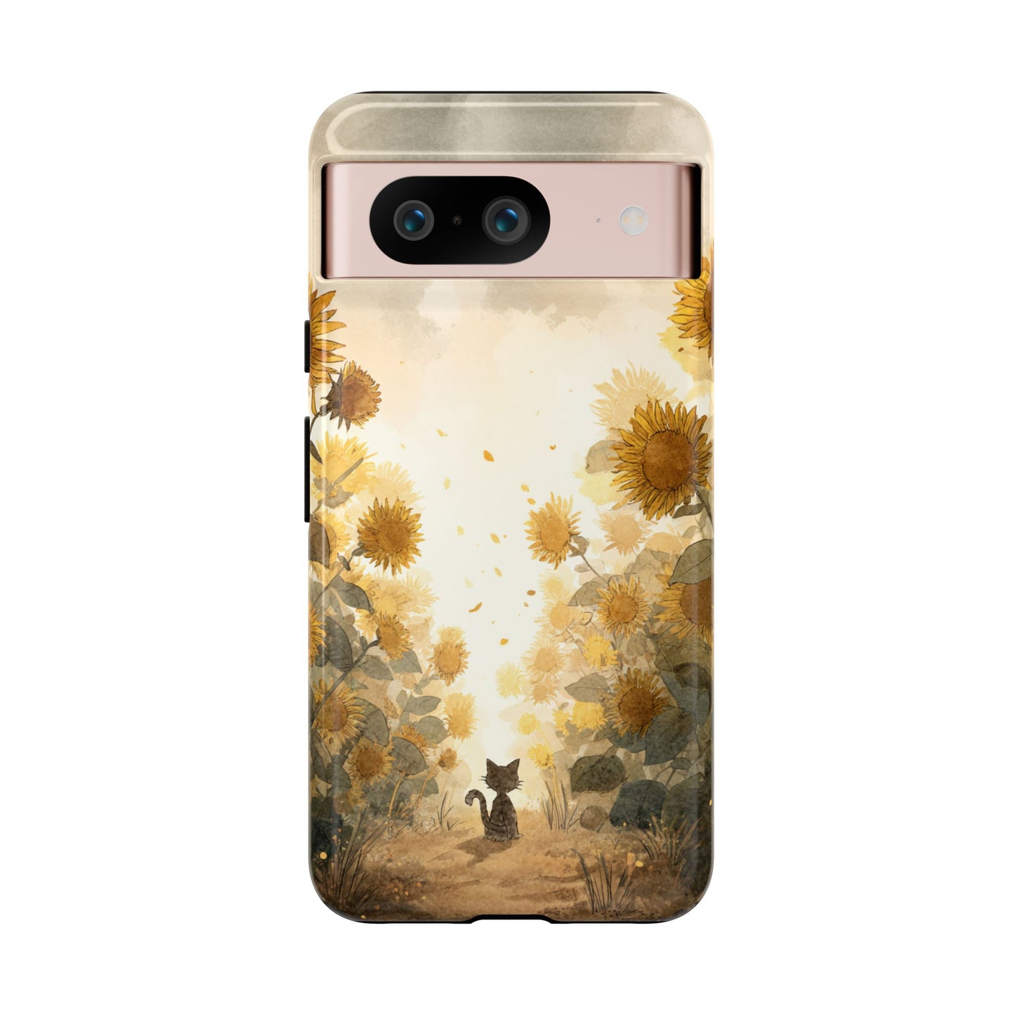 Sunflower Cat Phone Case, Tough Cases for Pet Lovers, Cute Phone Accessories, Floral Design Gift, Kids & Teens Tech