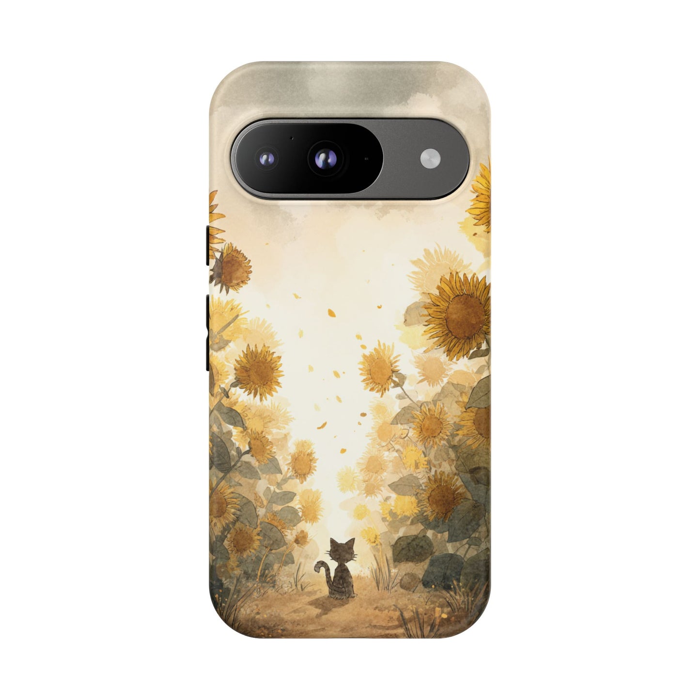 Sunflower Cat Phone Case, Tough Cases for Pet Lovers, Cute Phone Accessories, Floral Design Gift, Kids & Teens Tech