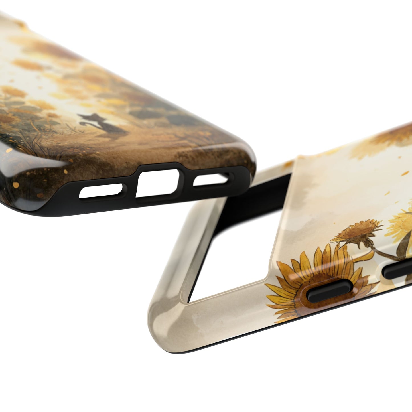 Sunflower Cat Phone Case, Tough Cases for Pet Lovers, Cute Phone Accessories, Floral Design Gift, Kids & Teens Tech