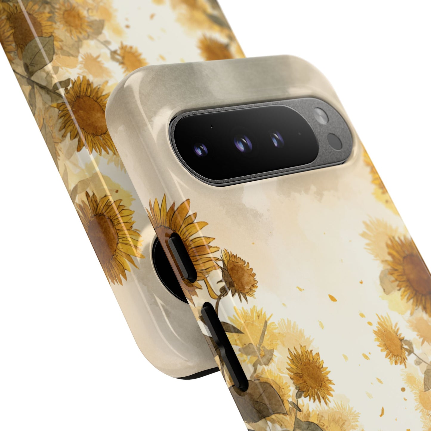 Sunflower Cat Phone Case, Tough Cases for Pet Lovers, Cute Phone Accessories, Floral Design Gift, Kids & Teens Tech