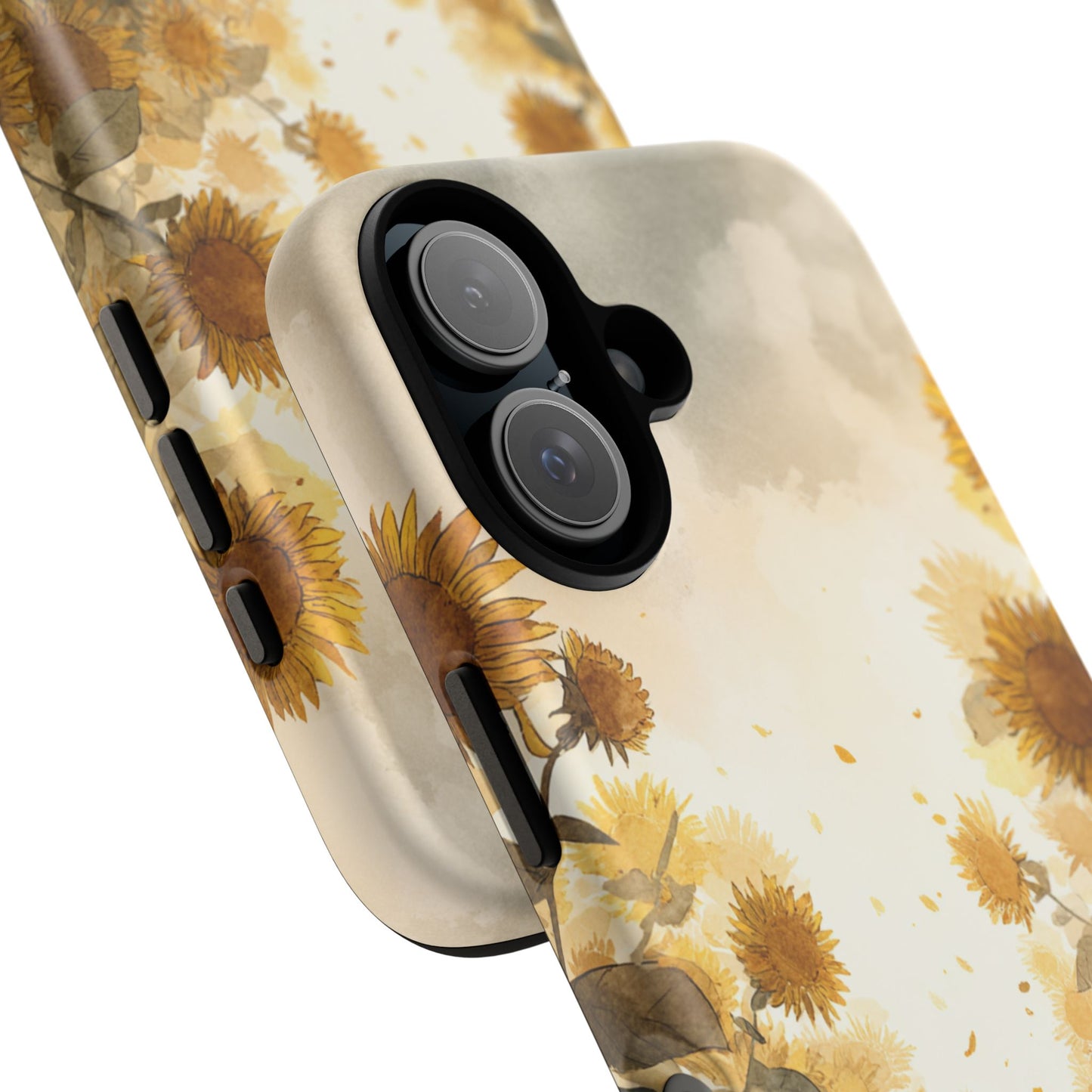 Sunflower Cat Phone Case, Tough Cases for Pet Lovers, Cute Phone Accessories, Floral Design Gift, Kids & Teens Tech