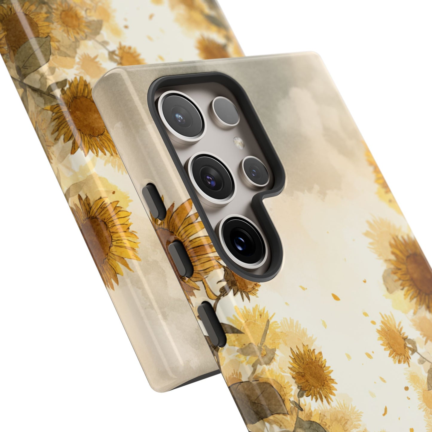 Sunflower Cat Phone Case, Tough Cases for Pet Lovers, Cute Phone Accessories, Floral Design Gift, Kids & Teens Tech
