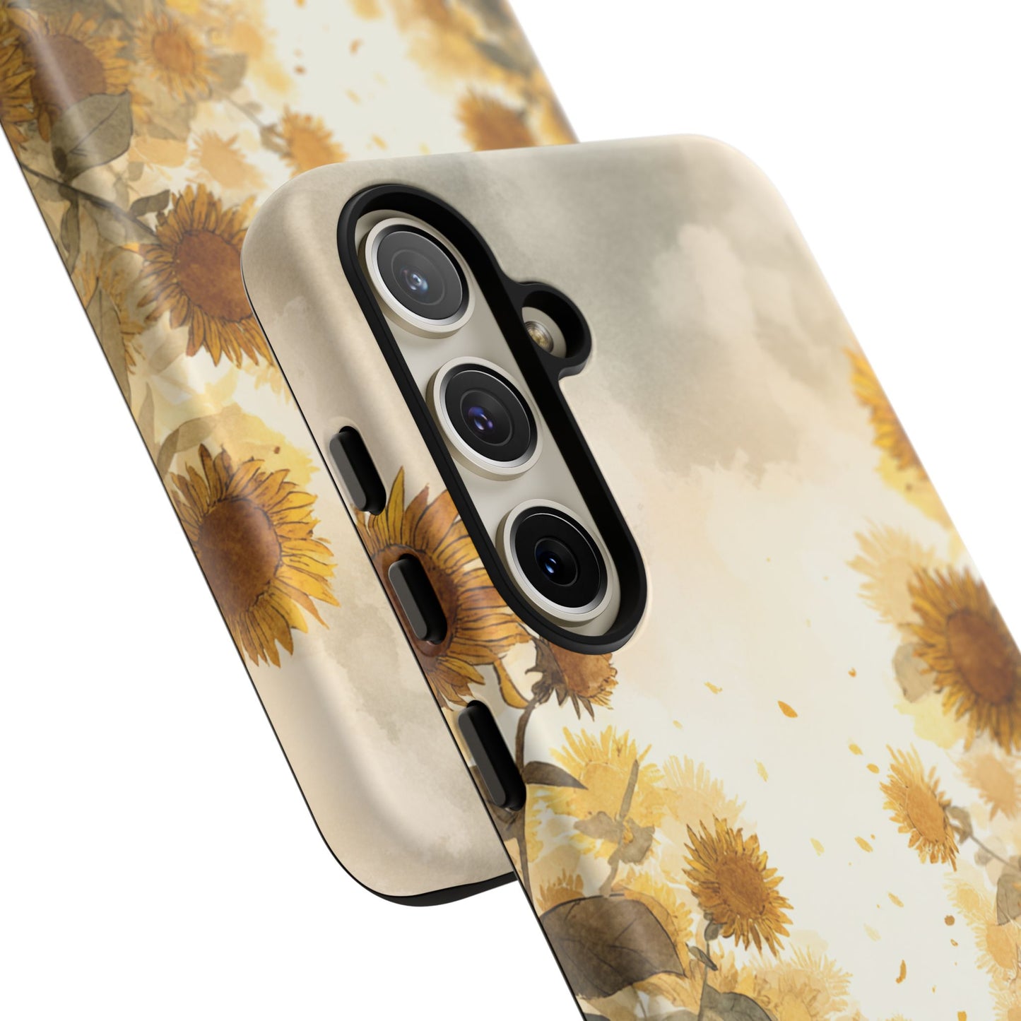Sunflower Cat Phone Case, Tough Cases for Pet Lovers, Cute Phone Accessories, Floral Design Gift, Kids & Teens Tech