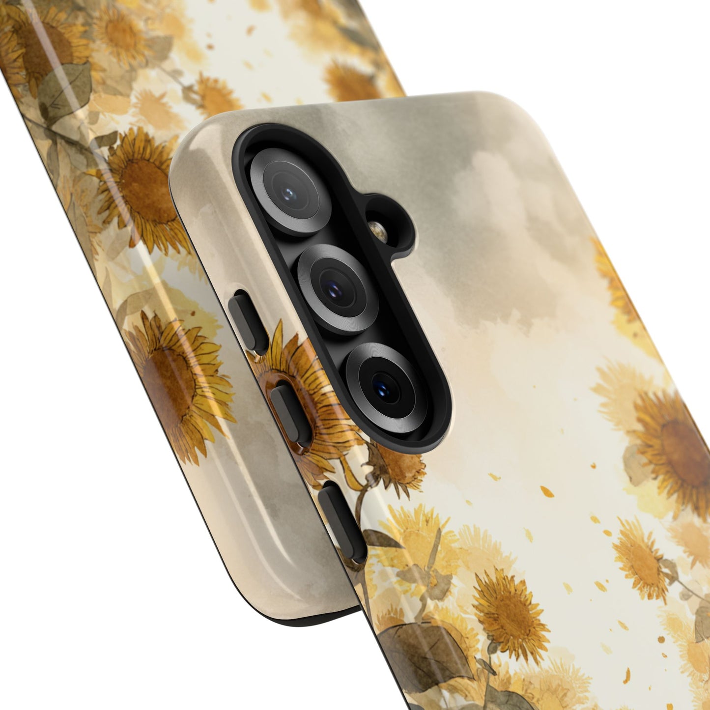 Sunflower Cat Phone Case, Tough Cases for Pet Lovers, Cute Phone Accessories, Floral Design Gift, Kids & Teens Tech