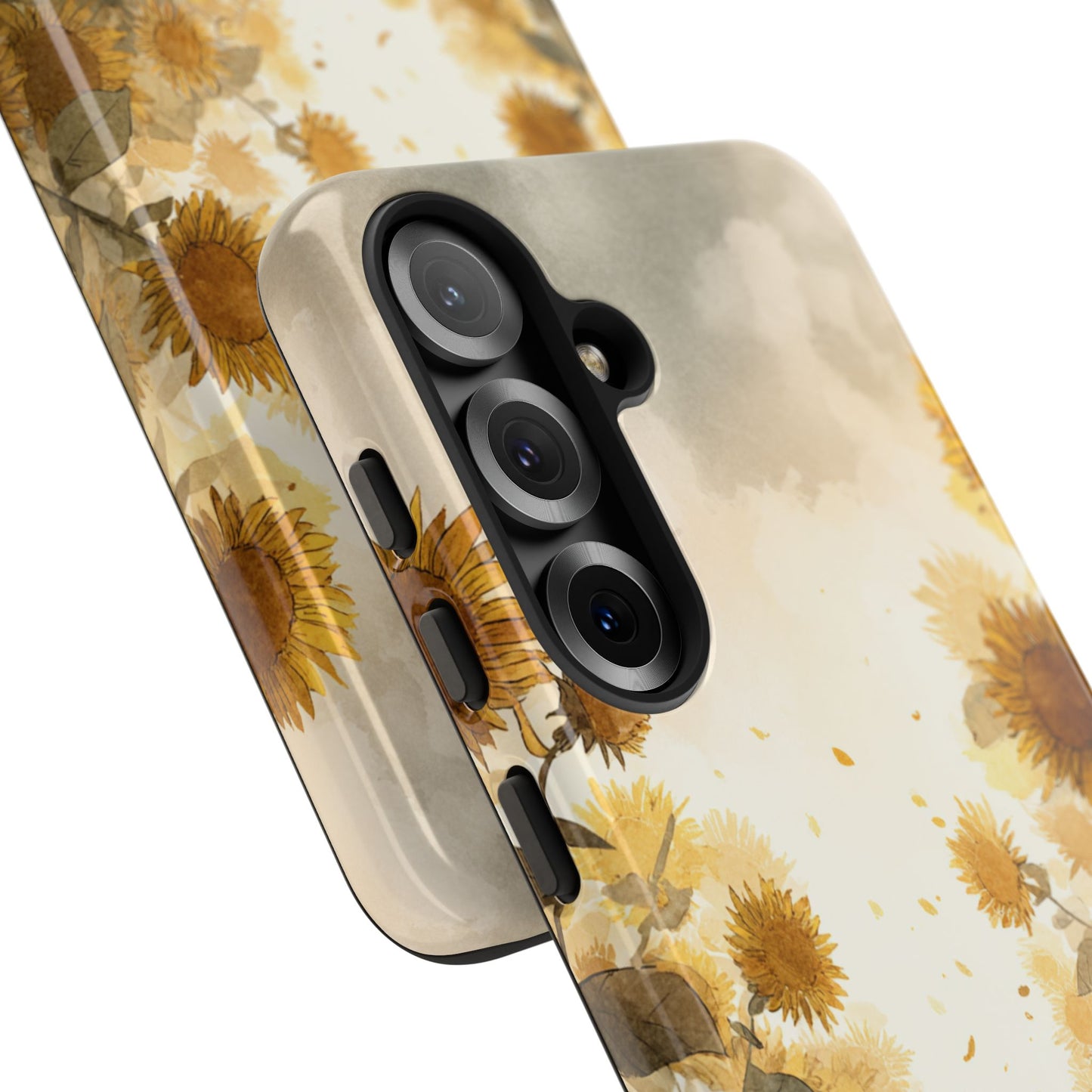 Sunflower Cat Phone Case, Tough Cases for Pet Lovers, Cute Phone Accessories, Floral Design Gift, Kids & Teens Tech