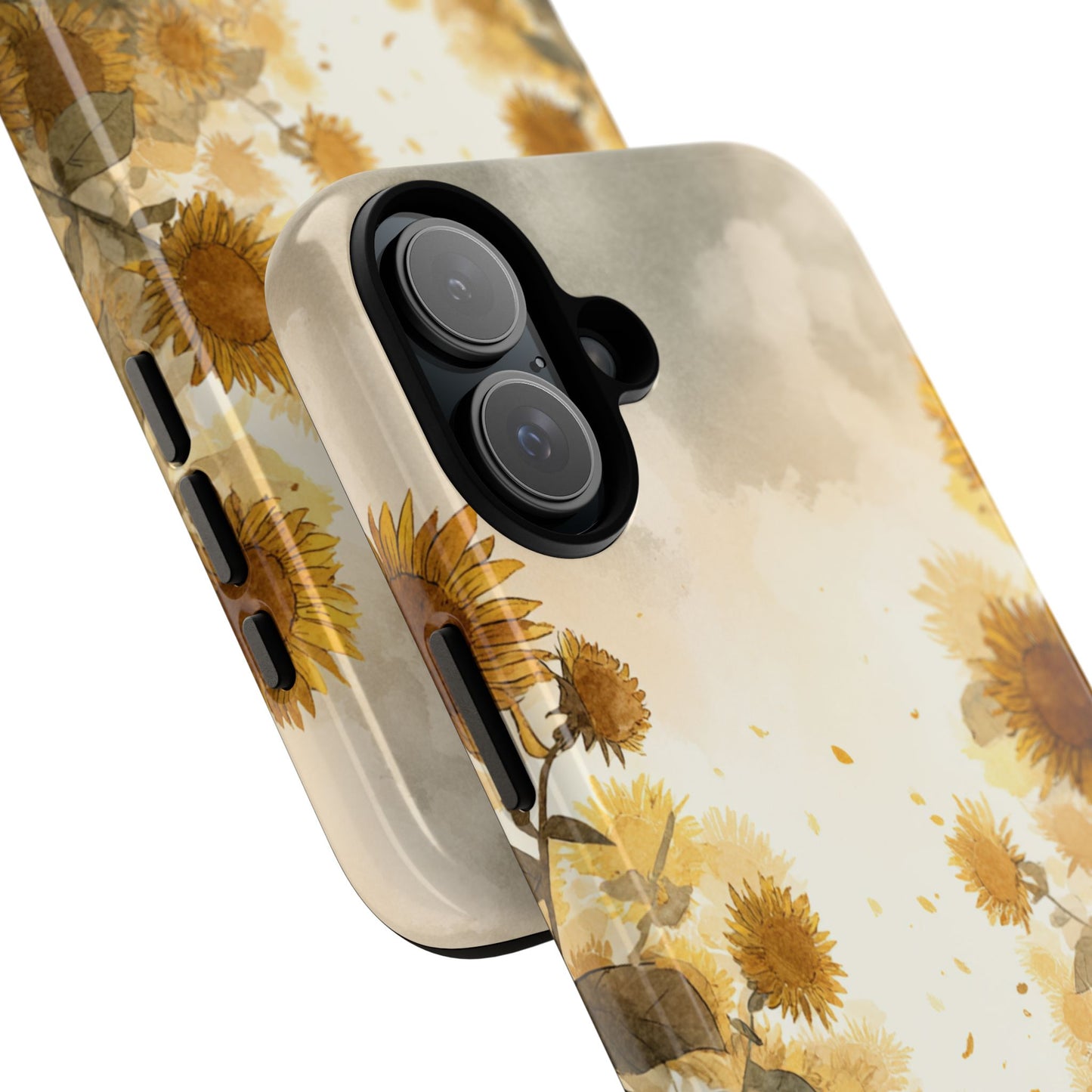Sunflower Cat Phone Case, Tough Cases for Pet Lovers, Cute Phone Accessories, Floral Design Gift, Kids & Teens Tech