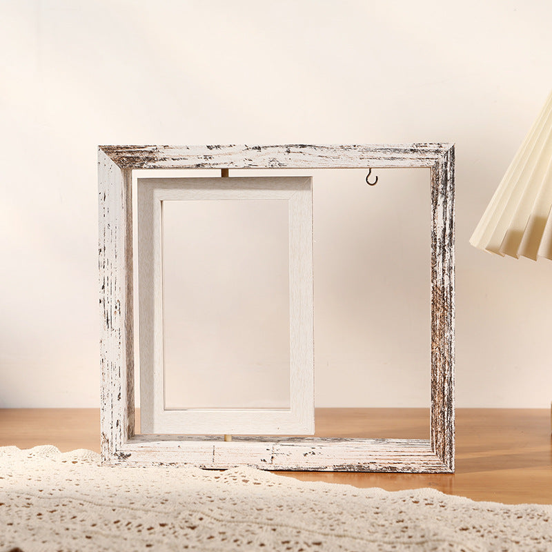 Double-Sided Rotating Wooden Photo Frame 6 Inch/7 Inch