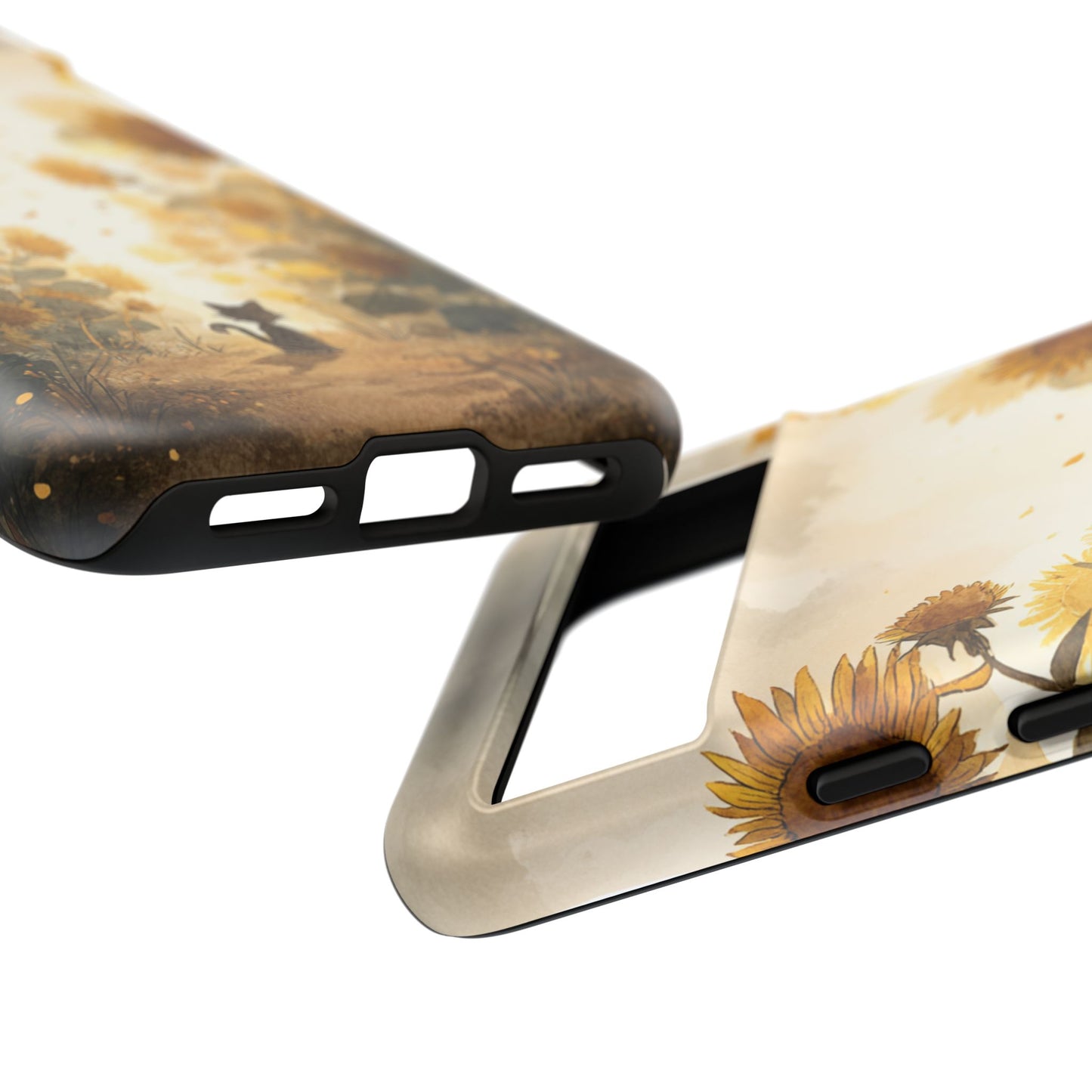 Sunflower Cat Phone Case, Tough Cases for Pet Lovers, Cute Phone Accessories, Floral Design Gift, Kids & Teens Tech