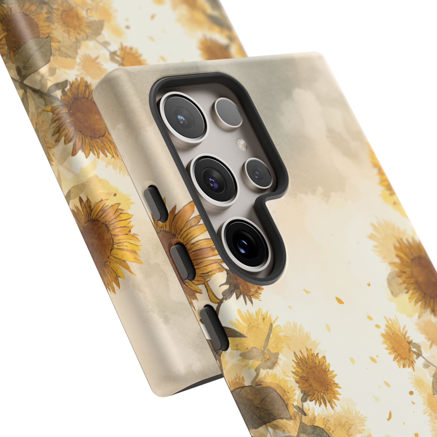 Sunflower Cat Phone Case, Tough Cases for Pet Lovers, Cute Phone Accessories, Floral Design Gift, Kids & Teens Tech