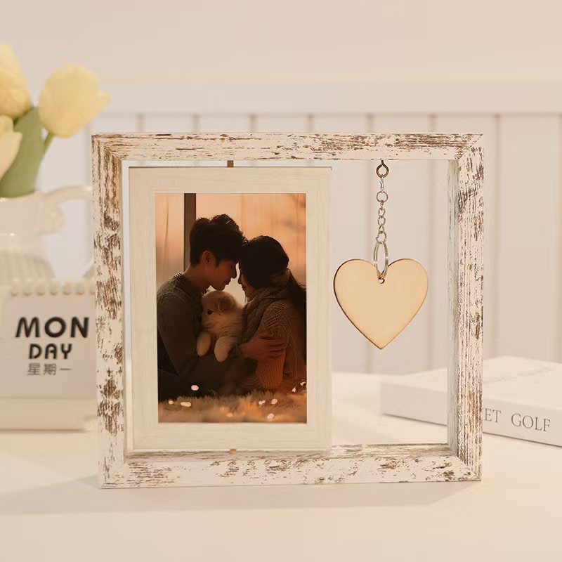 Double-Sided Rotating Wooden Photo Frame 6 Inch/7 Inch