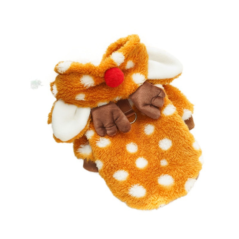 Pet dog cat Christmas cat clothes Elk autumn and winter velvet medium-sized dog dog fighting cat supplies transformation clothing