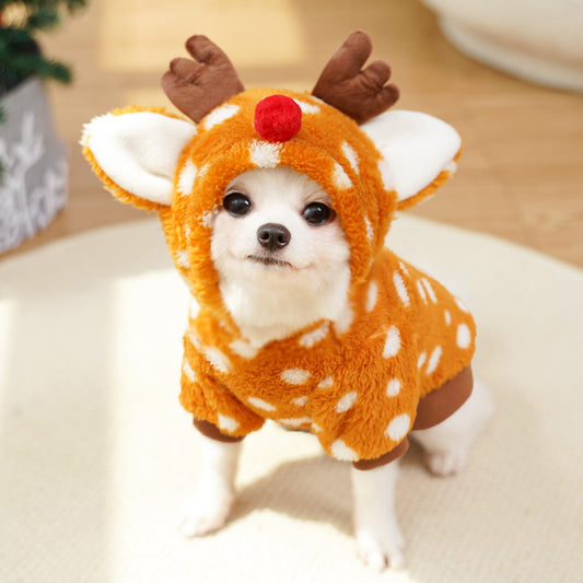 Pet dog cat Christmas cat clothes Elk autumn and winter velvet medium-sized dog dog fighting cat supplies transformation clothing
